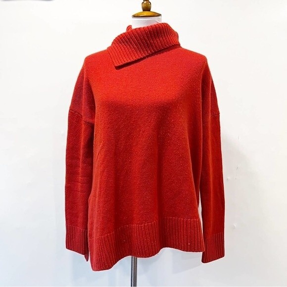 AllSaints Witby Roll Neck Asymmetric Cashmere Sweater in Rare Red Color Medium - Picture 6 of 11